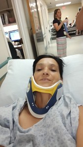 Damn, a pink brace would have been more fashionable.