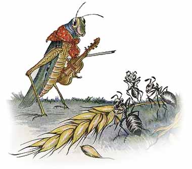 grasshopper - ant - fable - aesops